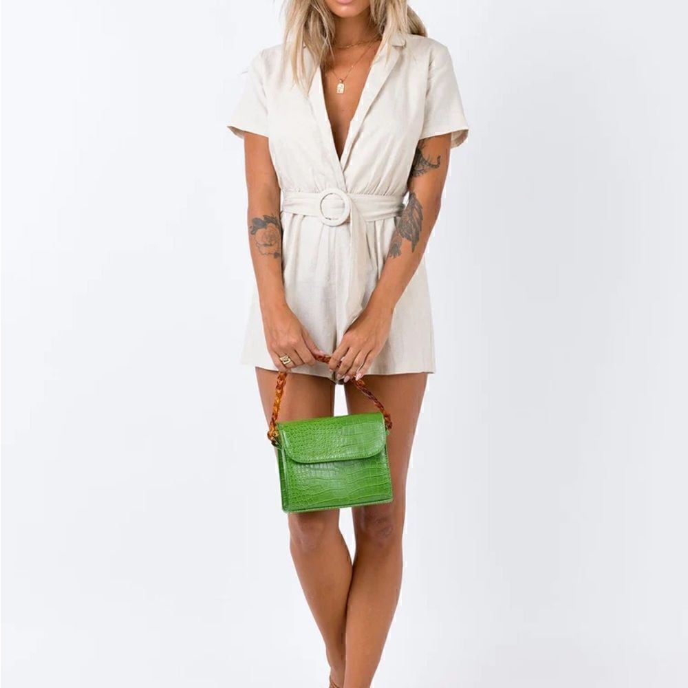 NWT PRINCESS POLLY Tan Belted Romper
